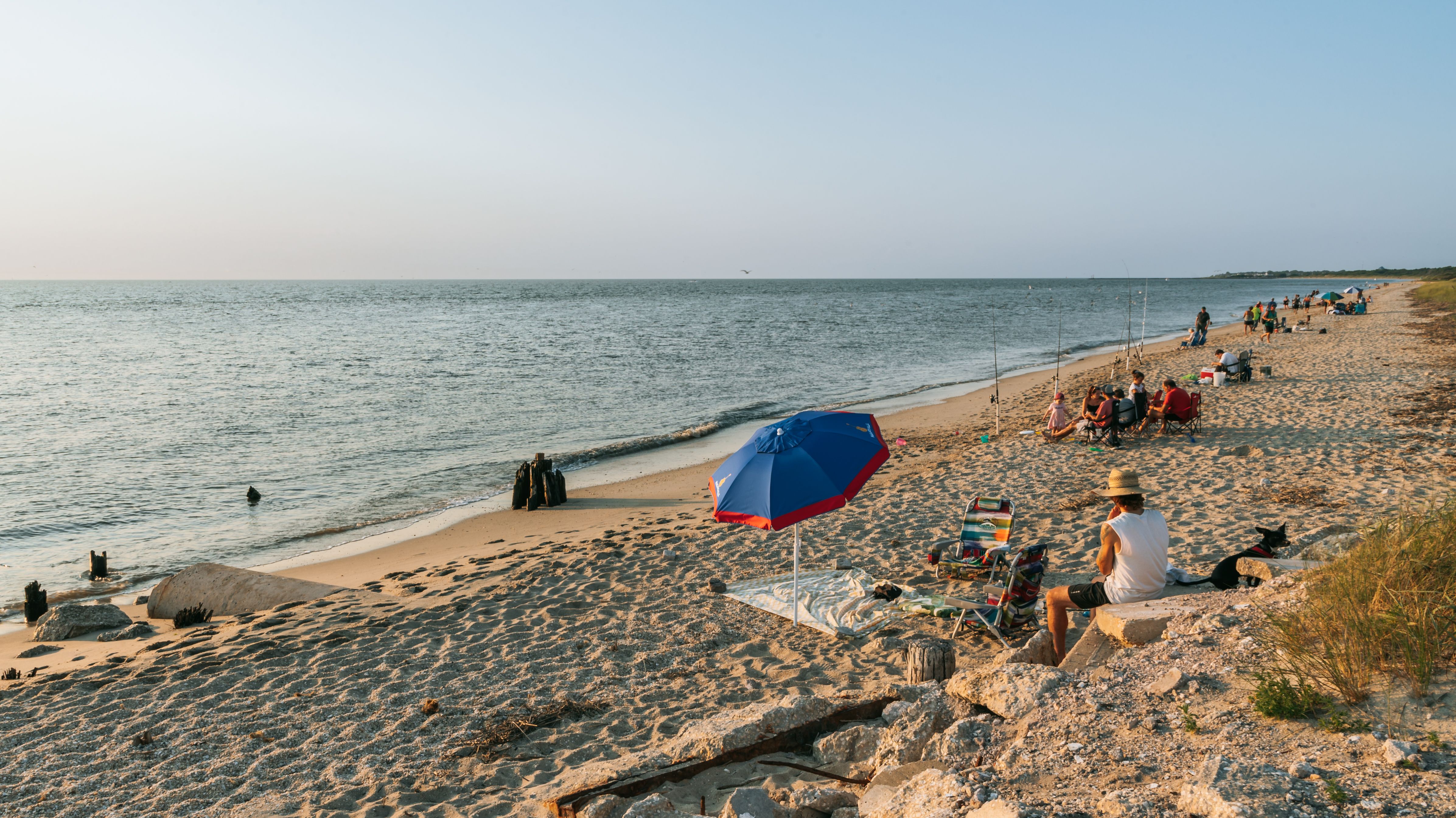 Families enjoying Sunset Beach in Cape May
