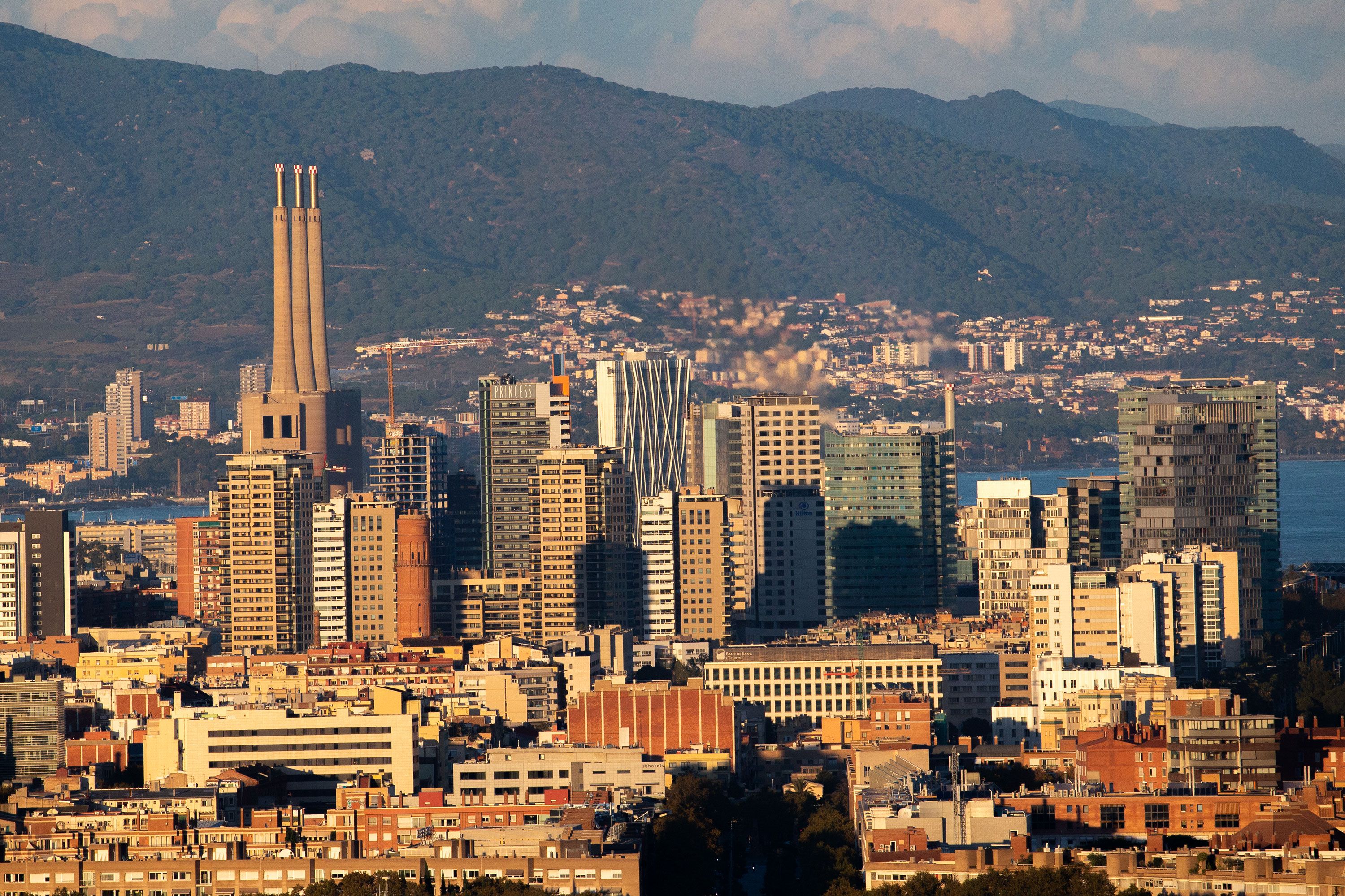 An aerial view of the architecture in Barcelona.