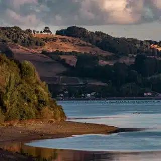 A meandering shoreline of the Gamboa River, Chile