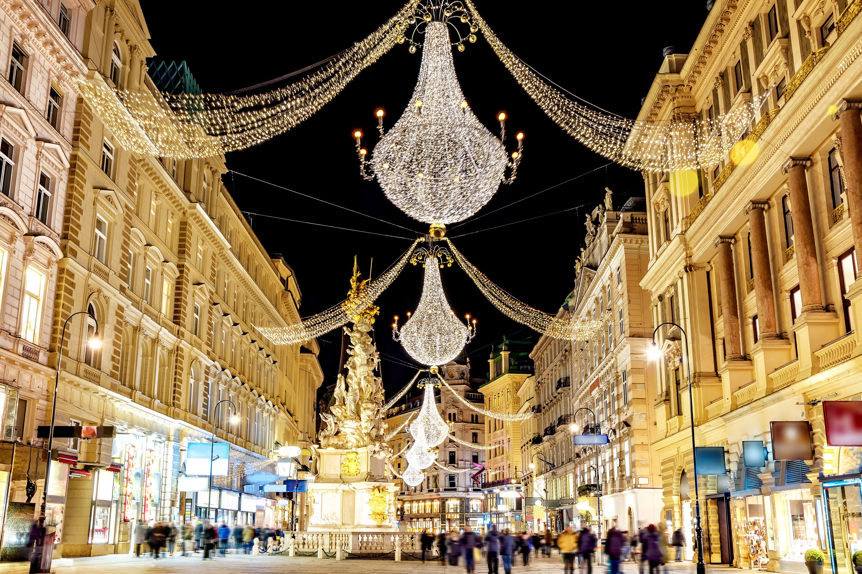 Christmas lights adorn Graben, Vienna