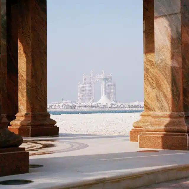 Tall columns at the Emirates Palace Mandarin Oriental in Abu Dhabi