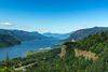 Scenic view of the Columbia River Gorge with Vista House on Crown Point