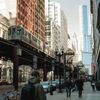 The L Train passes through the city on an elevated track in Chicago, Illinois