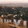 The view from behind the Hollywood sign overlooking the city of Los Angeles, California