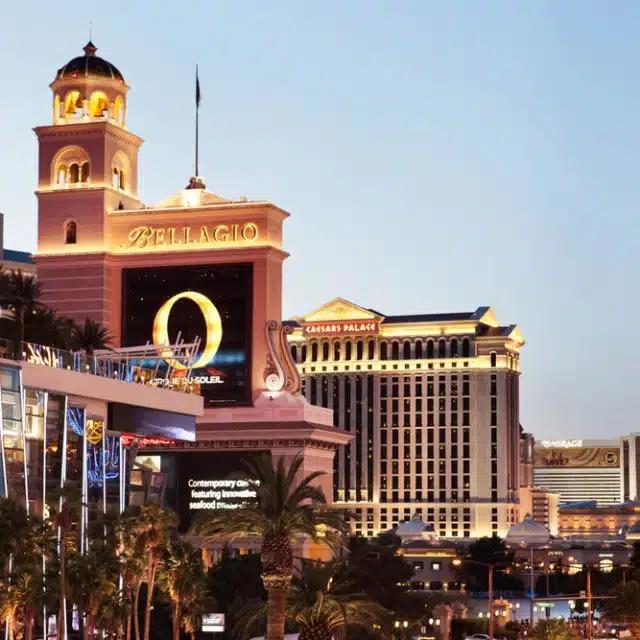The illuminated Bellagio Hotel & Casino in Las Vegas, Nevada 