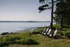 Adirondack Chairs Landscape On Lawn At Coast In Maine