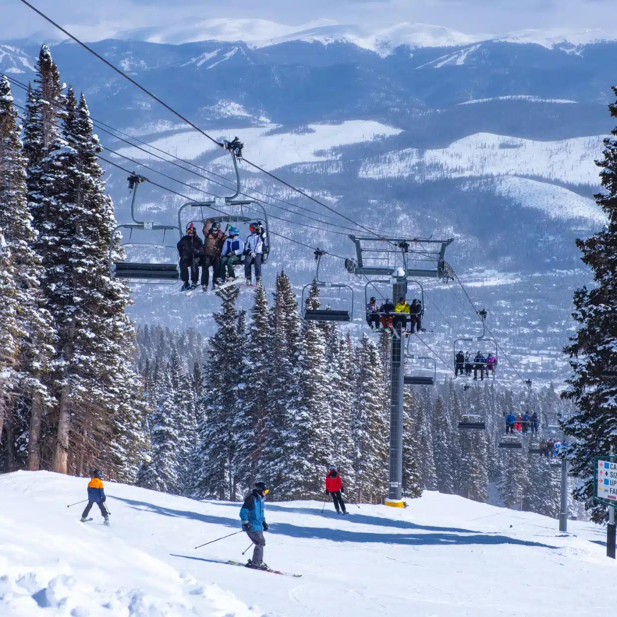 Skiers take to the slopes in Breckenridge, Colorado