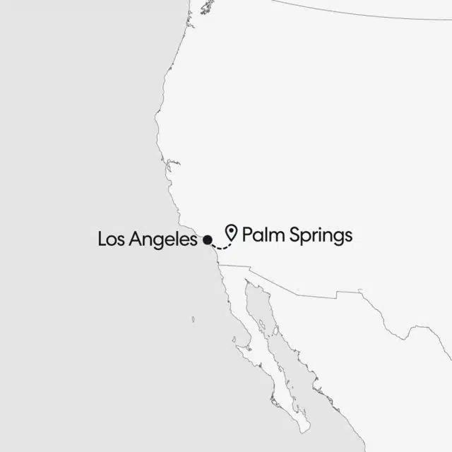 Map showing Palm Springs and Los Angeles