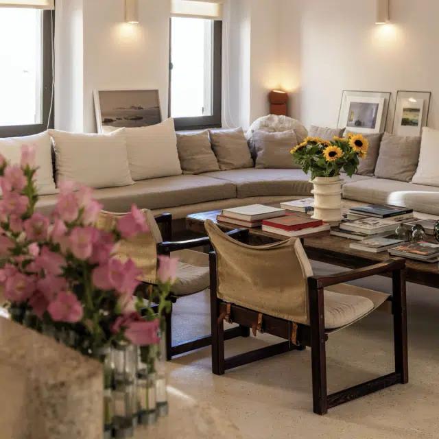 The stylish living room of a Vrbo in Marseille, France