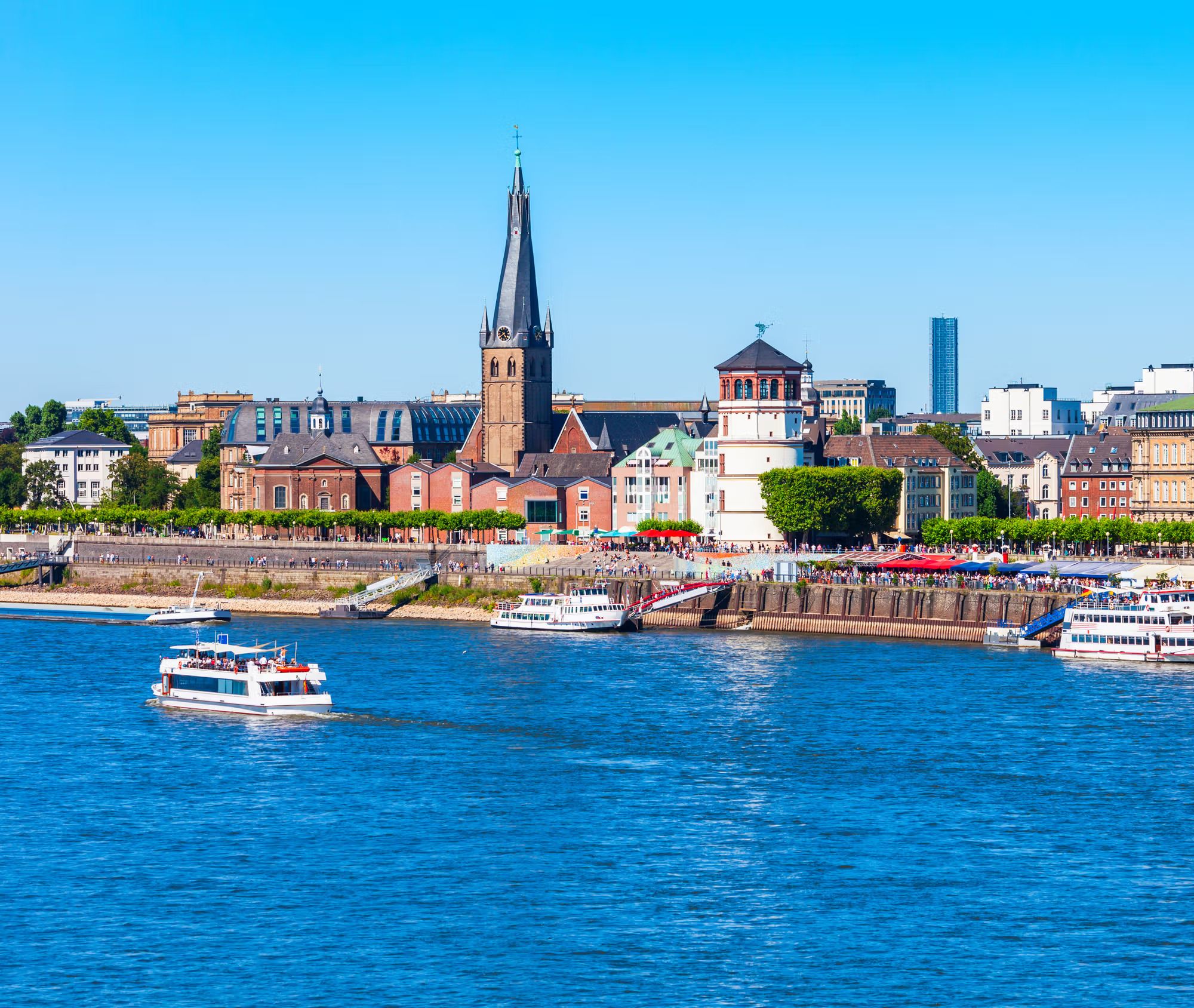 Altstadt old town skyline along the Rhine in Düsseldorf