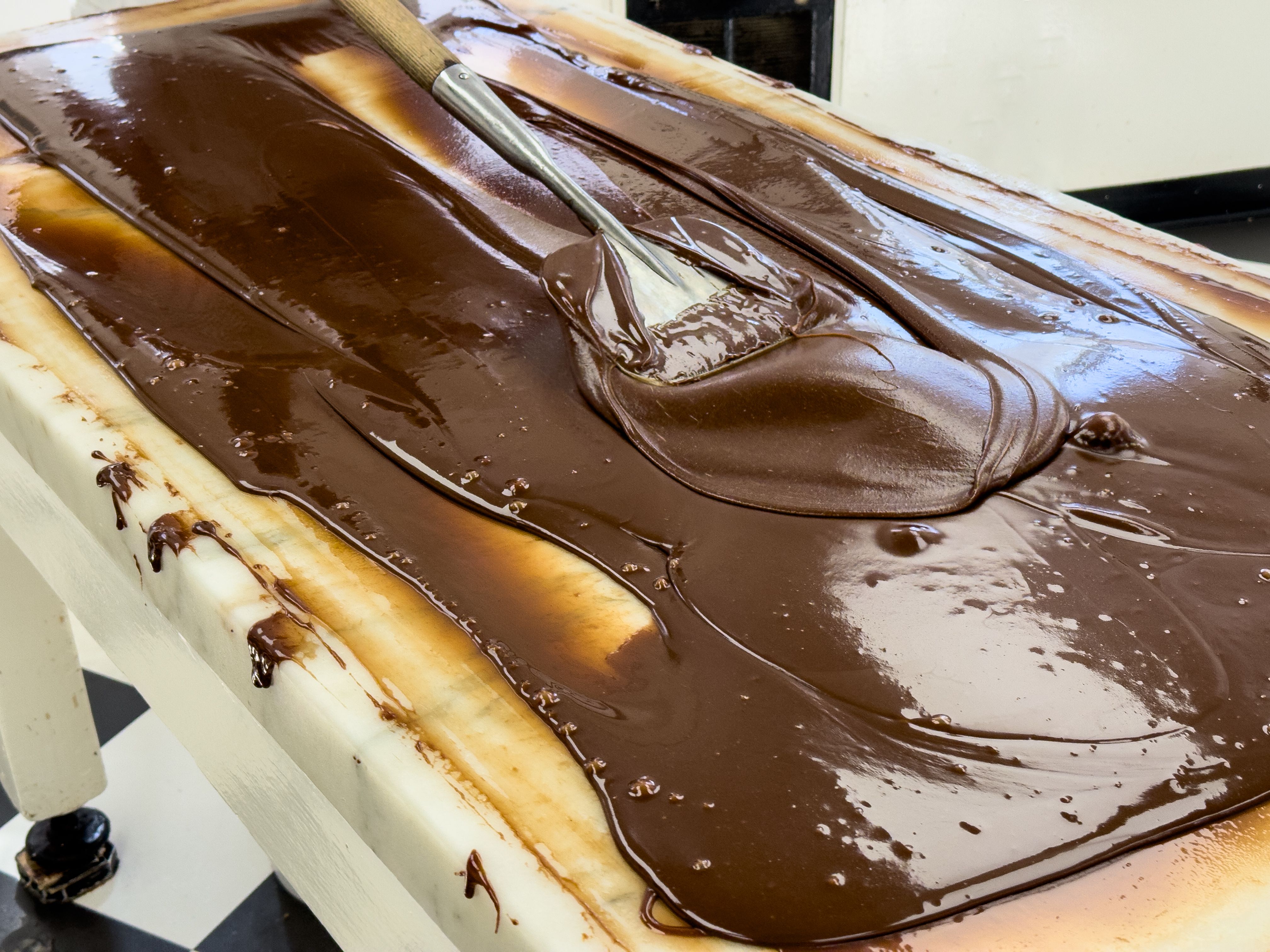 Chocolate fudge being made