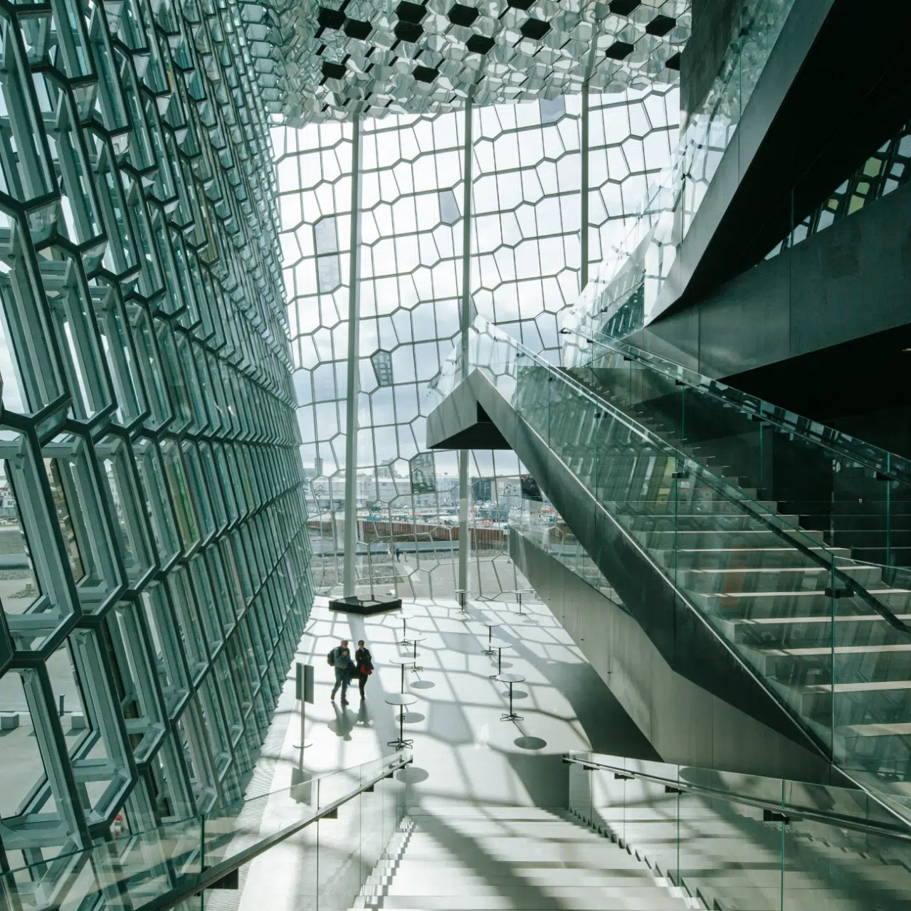 Organic shapes at the light-filled Harpa concert 
