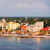 Colorful buildings on the beachfront in Cozumel, Mexico