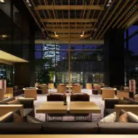 The high ceilings and chic seating of The Capitol Hotel Tokyu in Tokyo, Japan