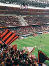 Fans fill the seats at the 80,000-capacity San Siro stadium in Milan, Italy