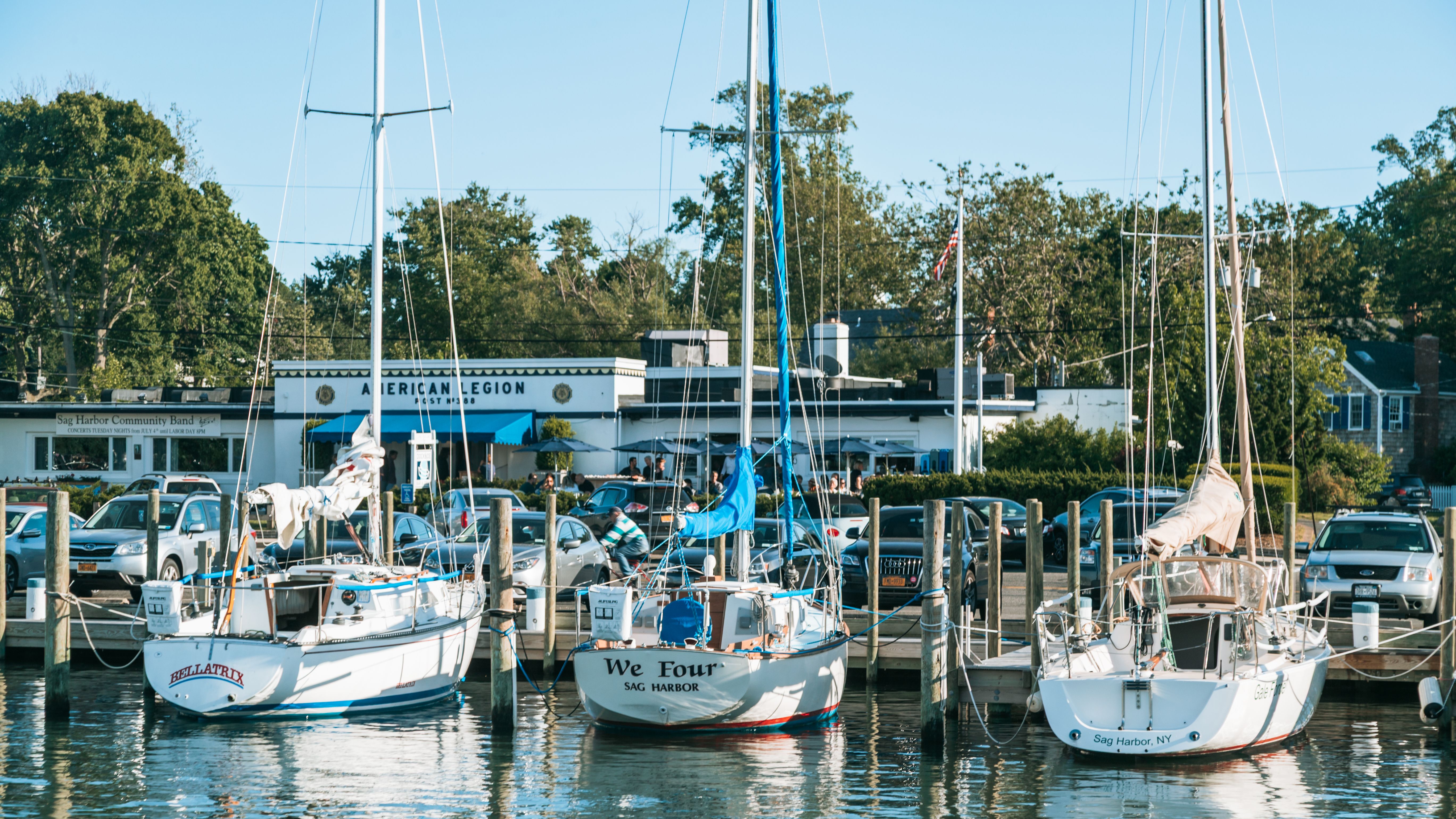 Sag Harbor's small marina sits steps from the village's restaurants, shops, and Main Street.