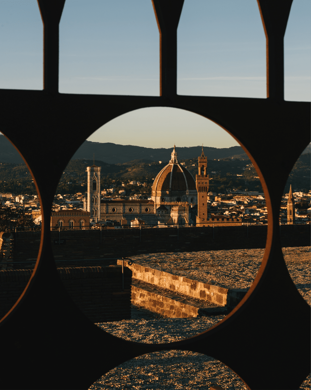 A view of the Cathedral of Santa Maria del Fiore from a rooftop in Florence