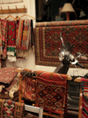 A carpet shop in Çukurcuma, Istanbul, is filled with colorful traditional rugs and carpets