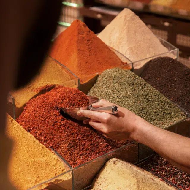 Colorful spices piled high at the Egyptian Spice Bazaar, Istanbul