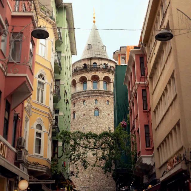 The colorful streets around Galata Tower, Istanbul