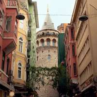 The colorful streets around Galata Tower, Istanbul