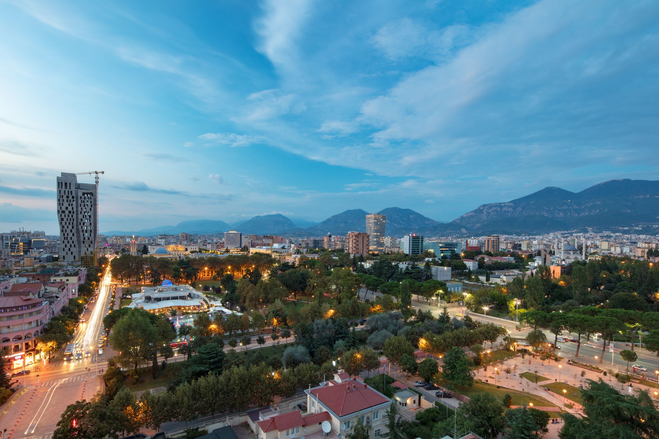 tirana, albania skyline