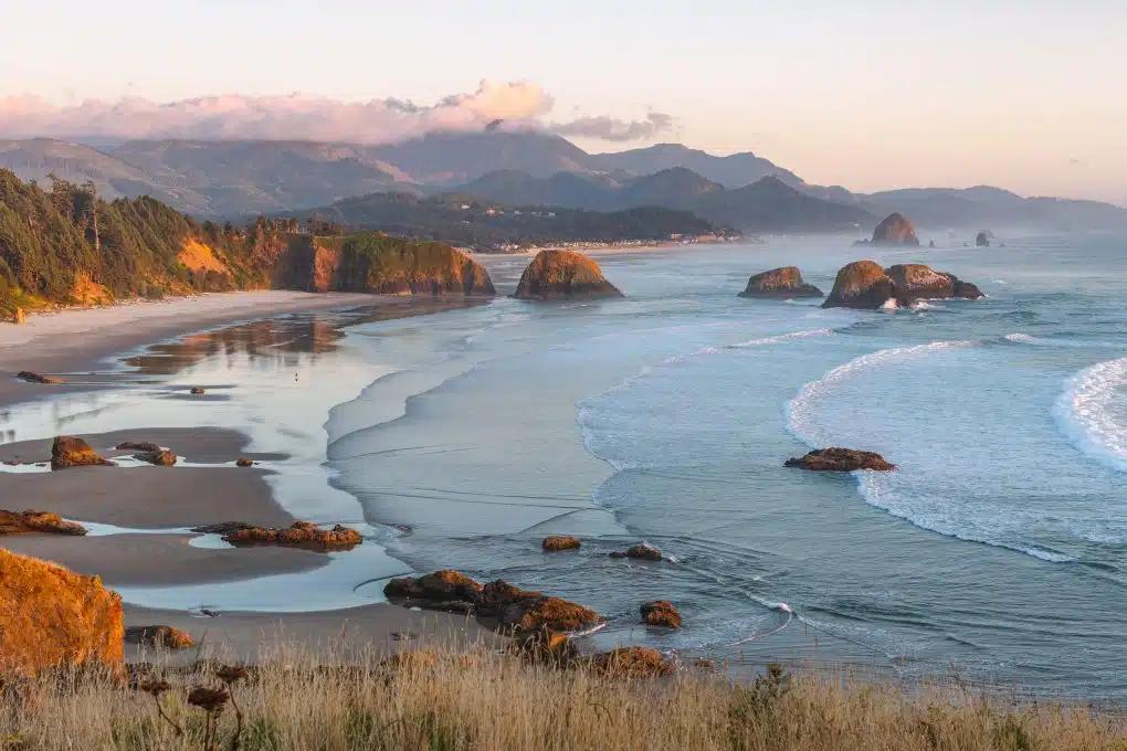Sunset at Ecola State Park along the Oregon coast near Cannon Beach.