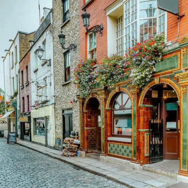 A green and orange tiled pub in Dublin, Ireland