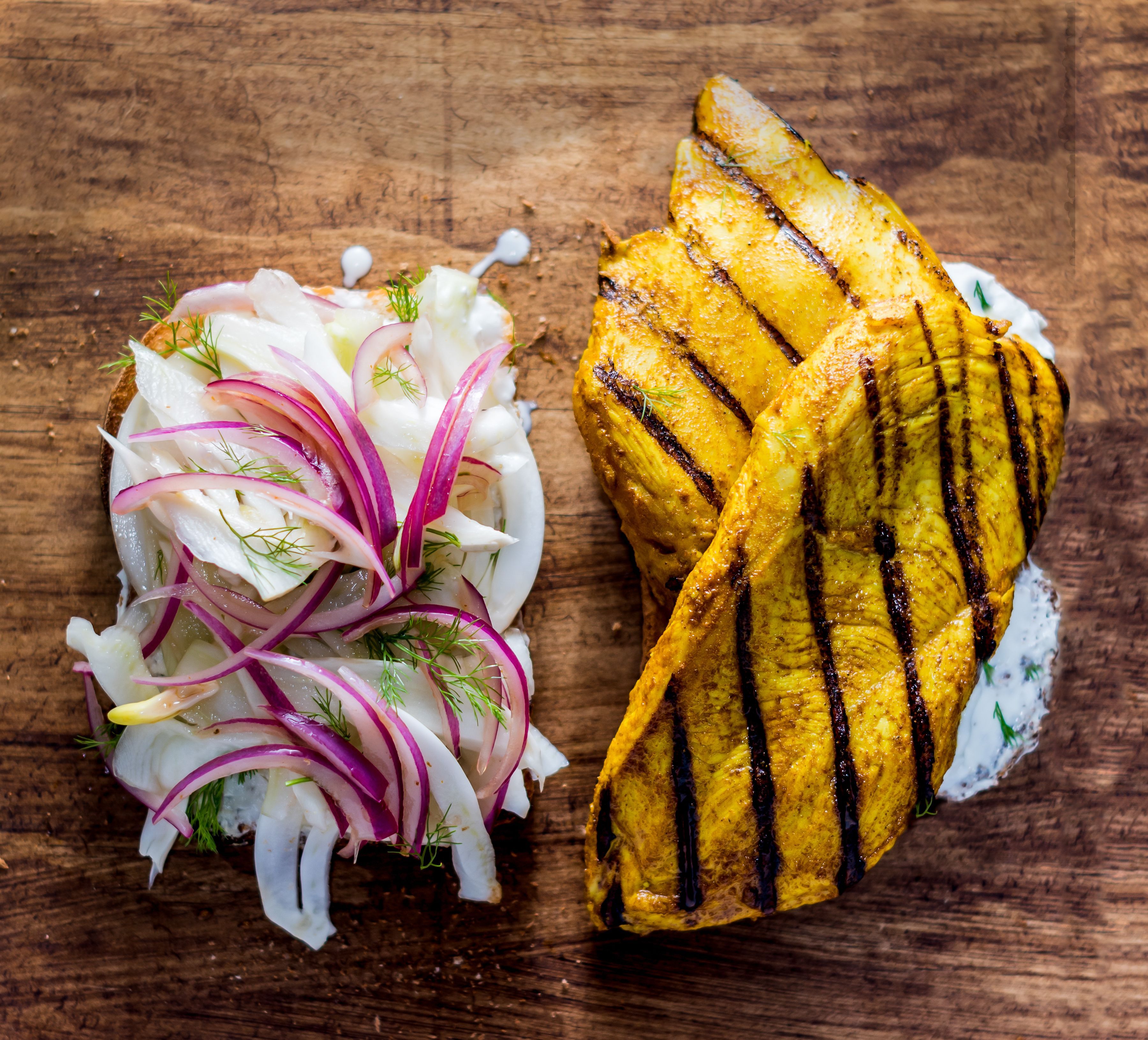 A marinated chicken breast sandwich 