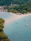 An overhead view of a beach on Taboga island
