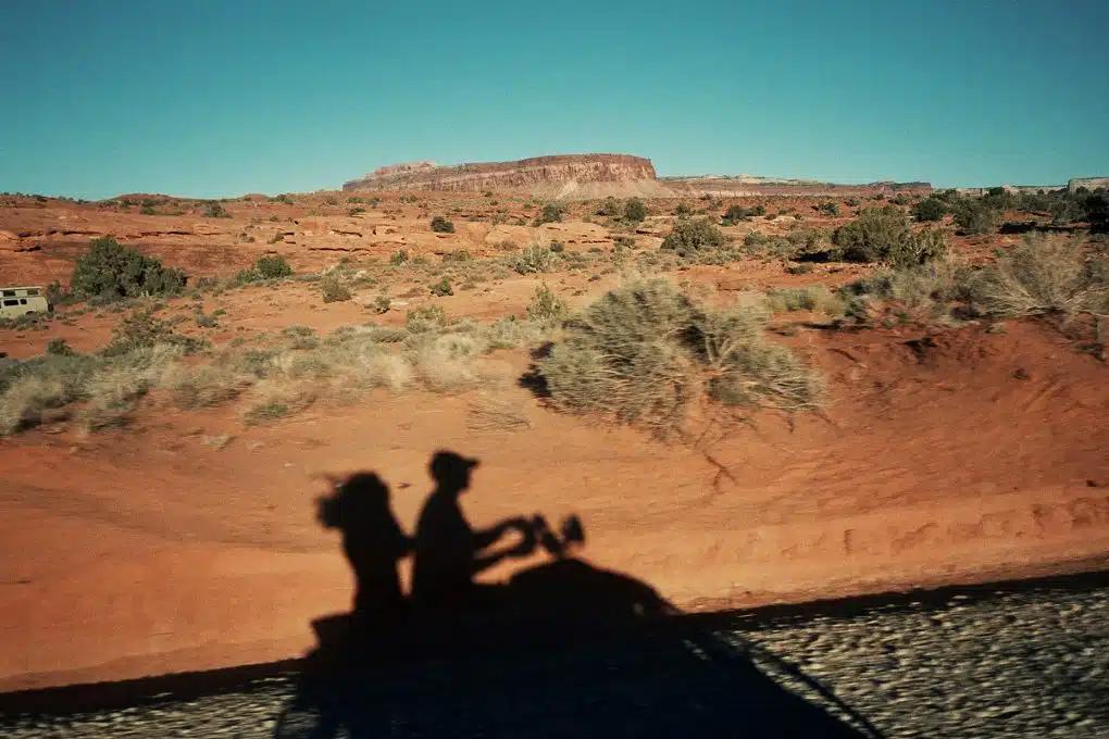 A desert drive through the US, as seen from a motorcycle