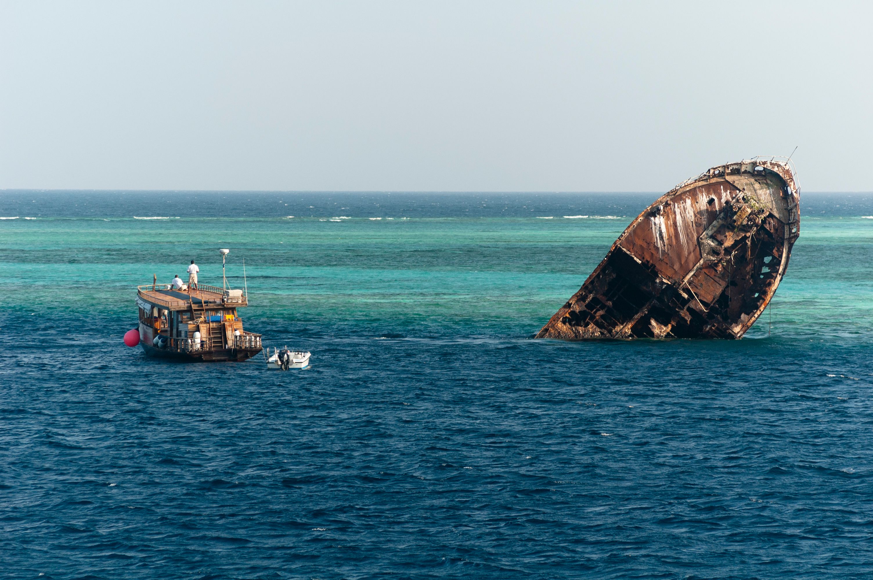Shipwreck in The Maldives that is now a dive site.
