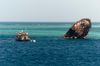 Shipwreck in The Maldives that is now a dive site.