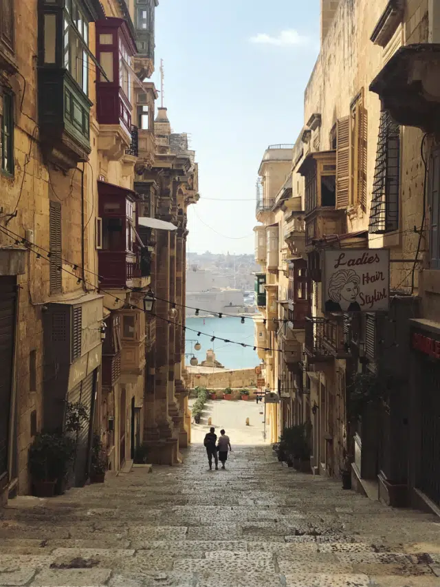 A stepped path down to the sea in Malta