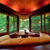 The triangular living room of the Palmer House, by Frank Lloyd Wright