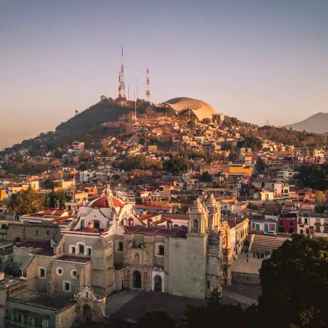 The sun sets over Oaxaca in Mexico