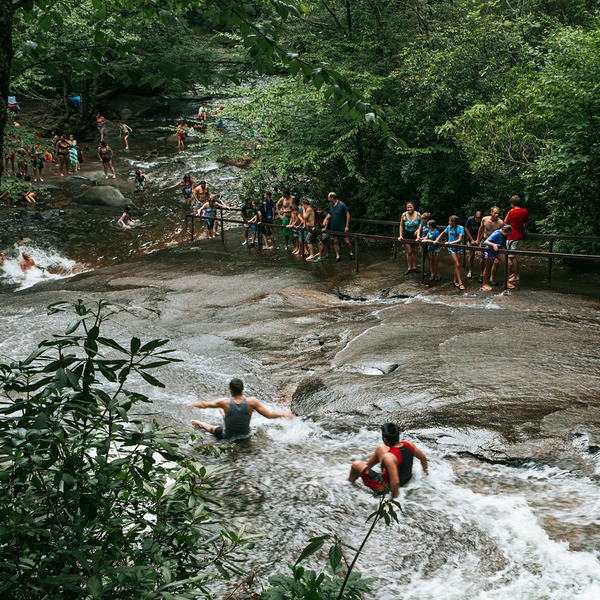 Sliding Rock waterfall, near Asheville, North Carolina