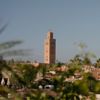 The Koutoubia Mosque stands out from the skyline in Marrakech, Morocco