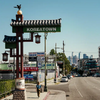 The iconic K-Town sign on the corner of Olympic and Vermont, LA