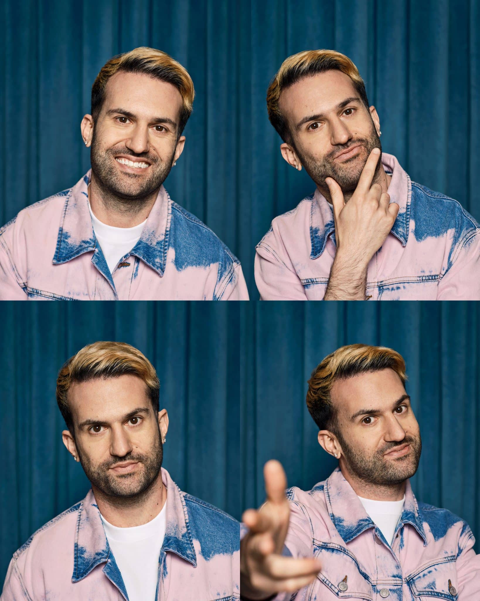 A passport-style quartet of images of A-Trak smiling and posing for the camera