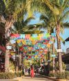 Colorful papel picado flutter over the streets of Sayulita