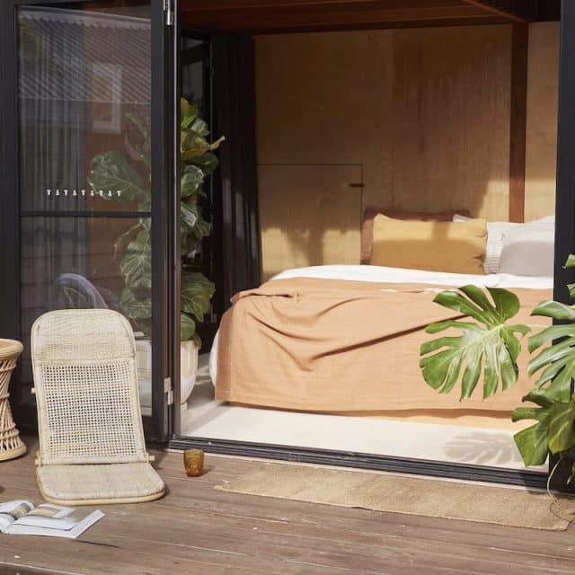 Roll out of bed straight onto a sunlounger set on a wooden deck just outside the bedroom