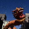 A Chinese dragon head on parade as part of Lunar New Year in New York City