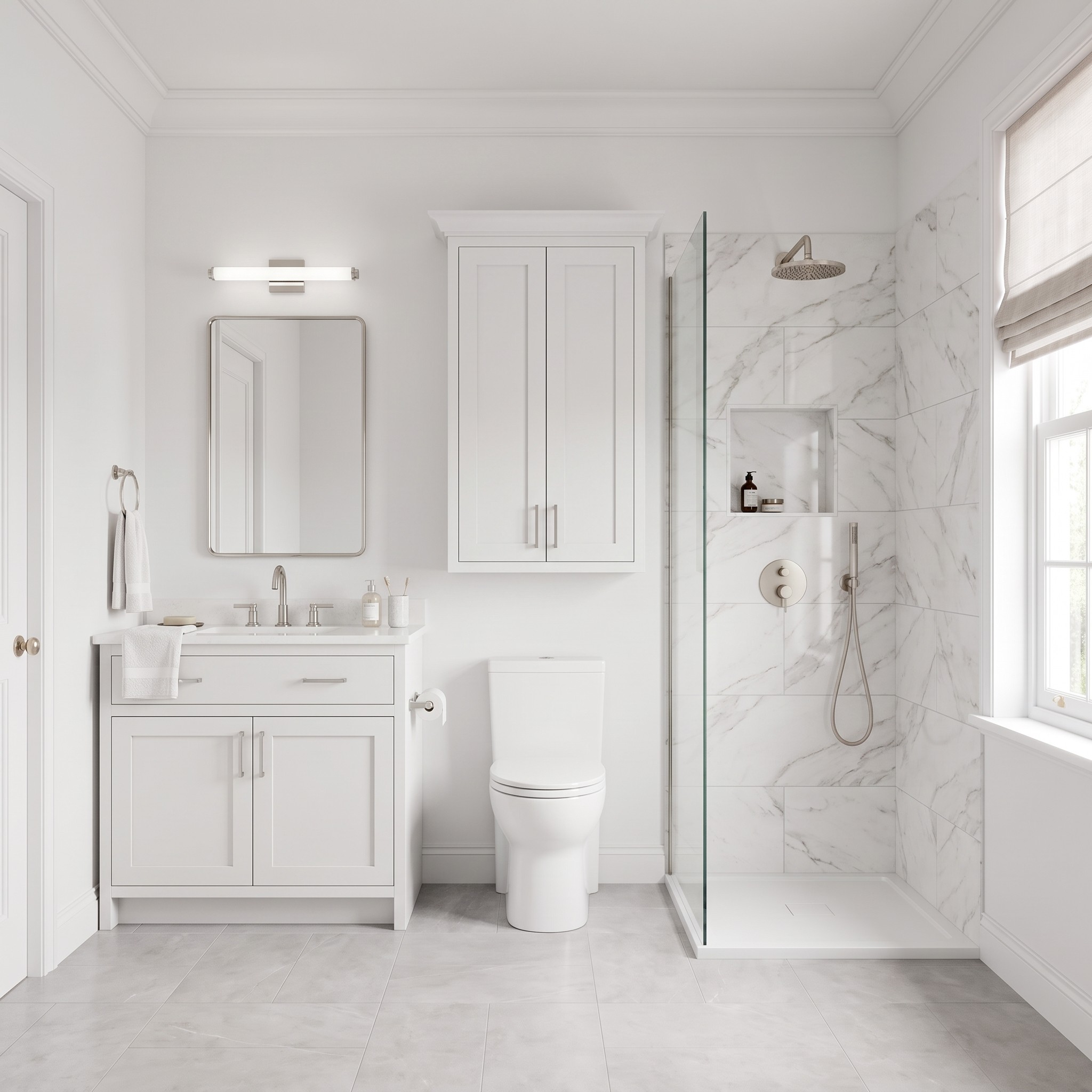 bathroom design: Bright White · Transitional