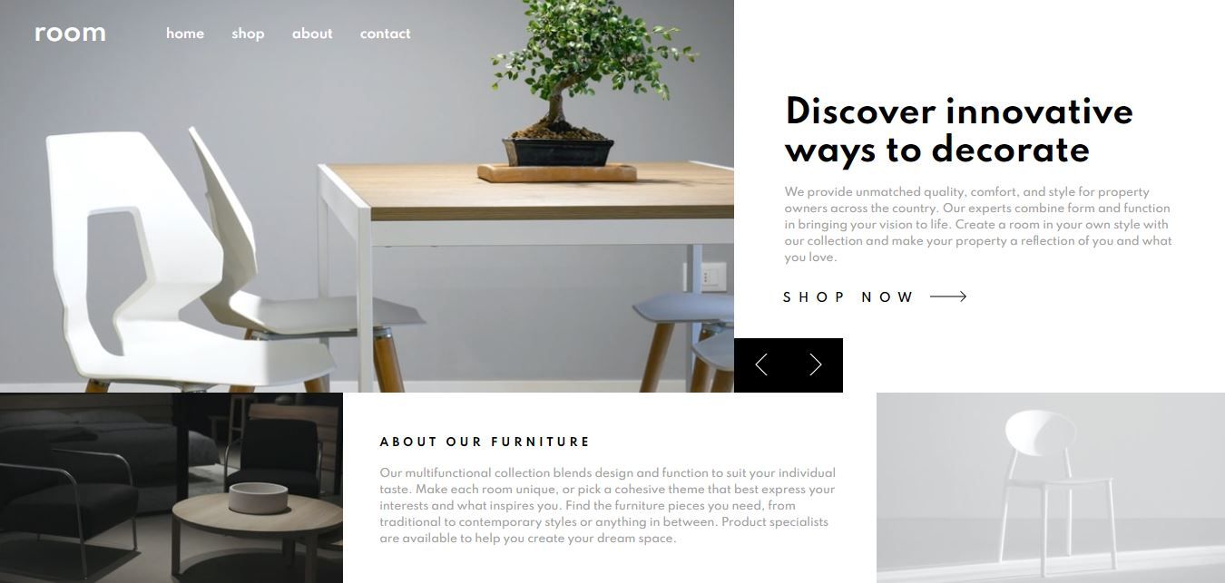 Screenshot of the Room homepage challenge from Frontend Mentor