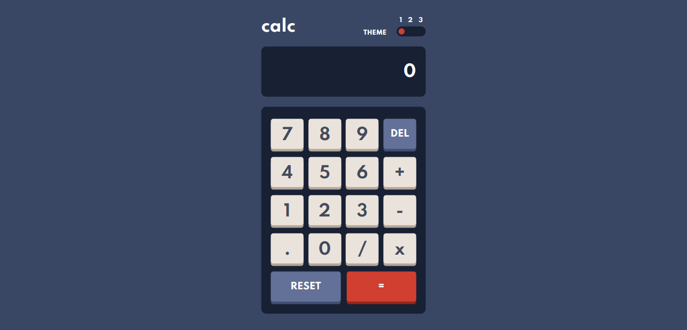 Screenshot of the calculator with blue background