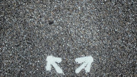 Decision arrows right left shoes which way to go