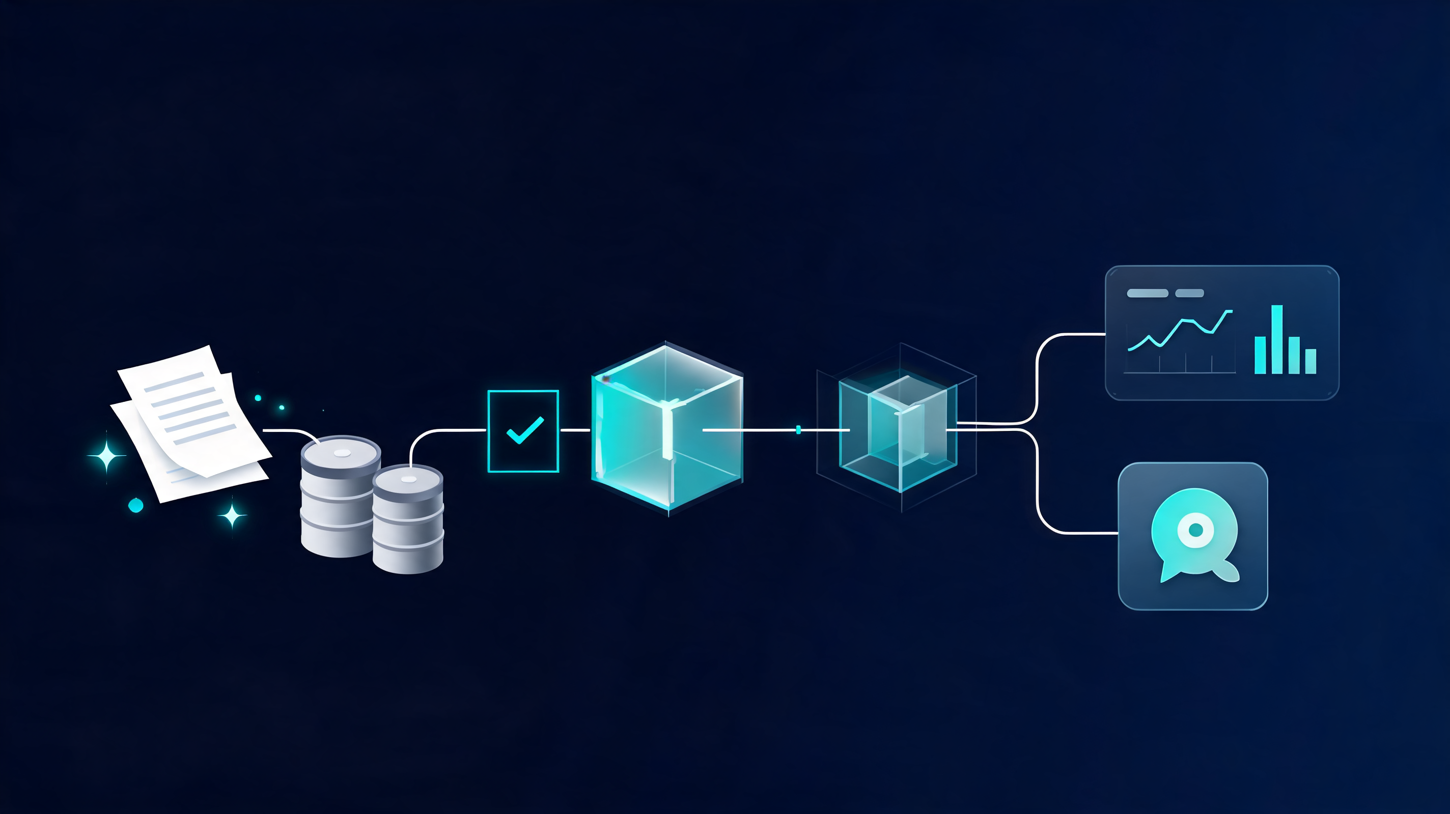 Illustration of source data moving through refinement layers into analytics and an AI application.