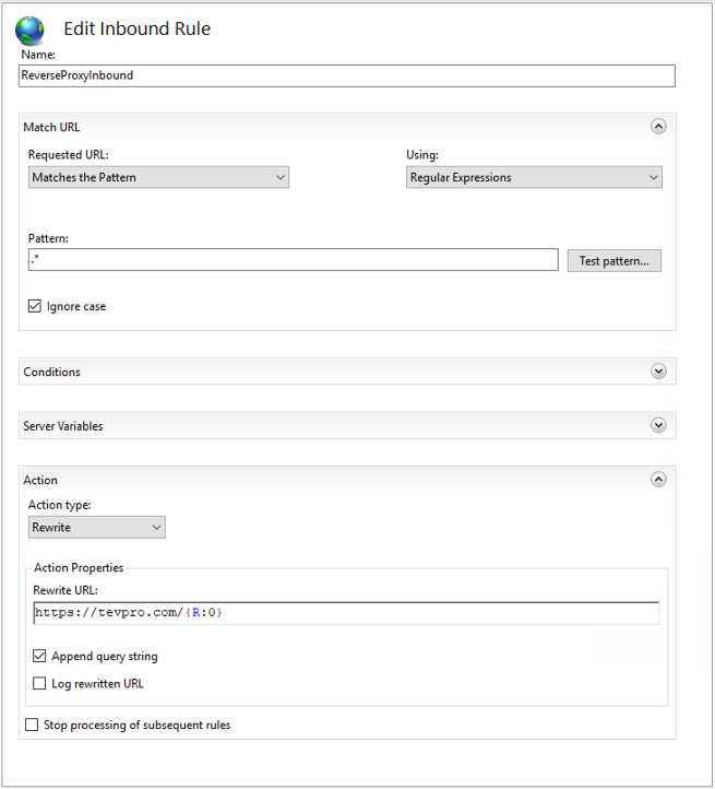 Reverse Proxy Inbound Rule