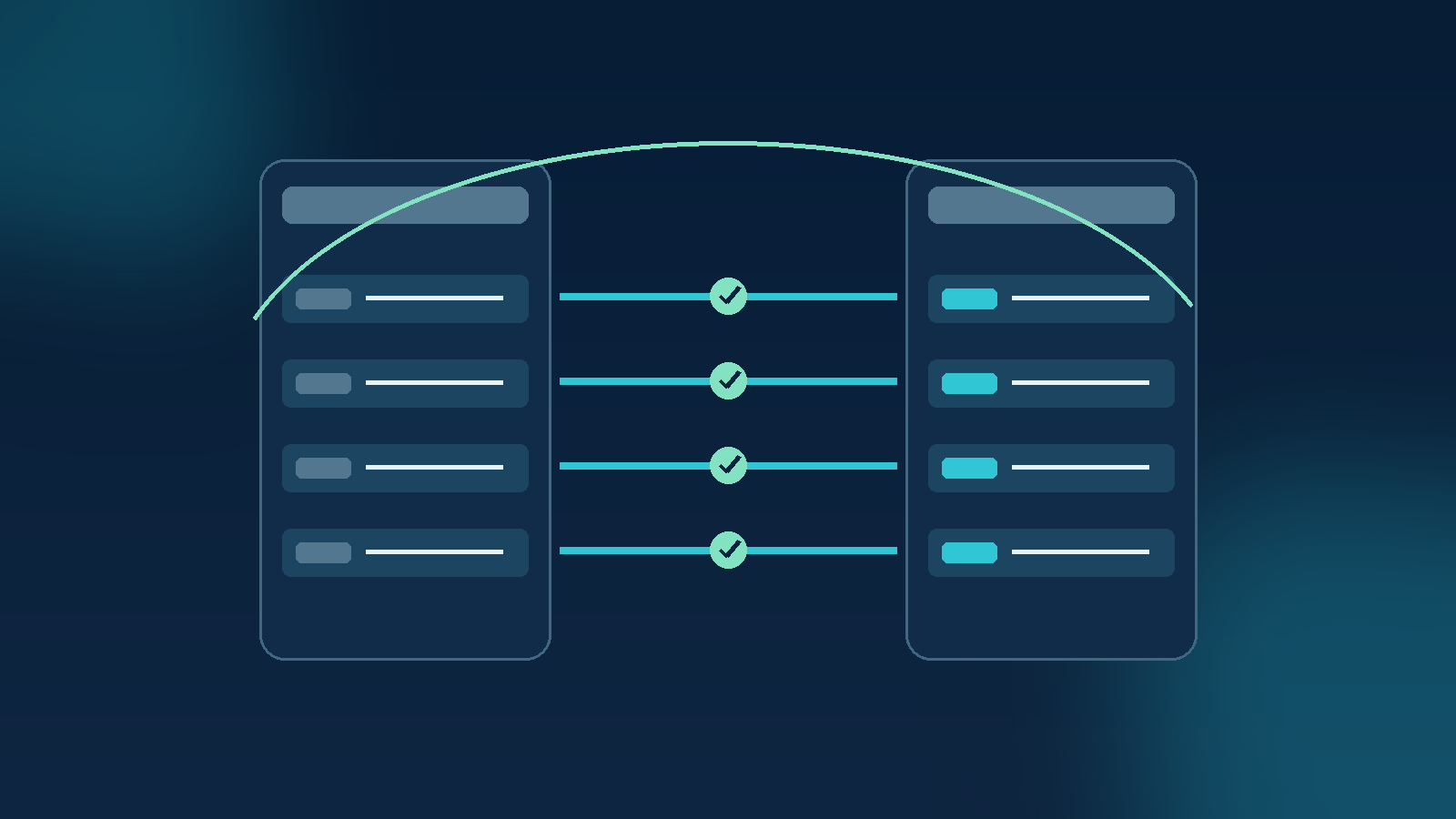 Illustrated storefront migration with four verified parity paths connecting two interface panels